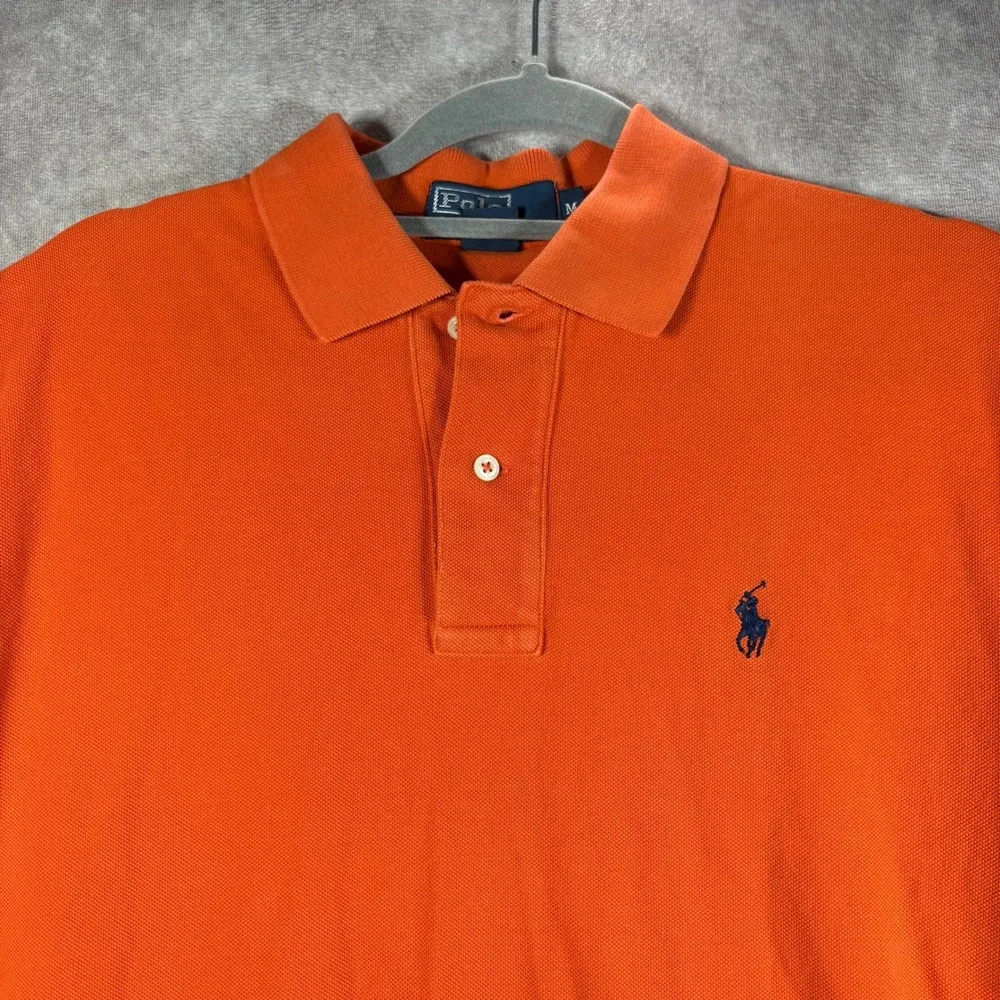 Polo Ralph Lauren Polo Shirt Mens M Orange Classic Fit Short Sleeve Pique Cotton